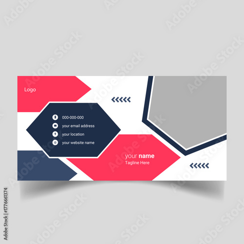 Modern and minimalist email signature or email footer template for Email, Gmail, Website and Digital use, Full editable file.