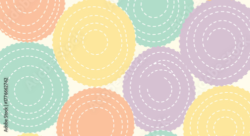 Pastel circle pattern background with white dotted spiral designs