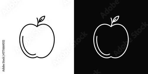 Apple icon pixel perfect. Outline symbol. Simple linear drawing.