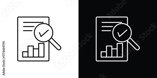 Audit report icon pixel perfect. Outline symbol. Simple linear drawing.