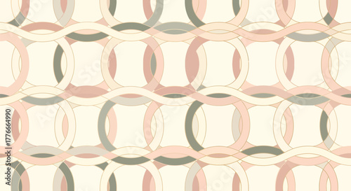 Abstract overlapping circle pattern in beige, pink, and gray with textured effect