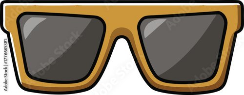 Modern square sunglasses vector illustration stylish eyewear icon Illustrator Artwork - A clean and modern vector illustration of square-shaped sunglasses with a stylish brown frame