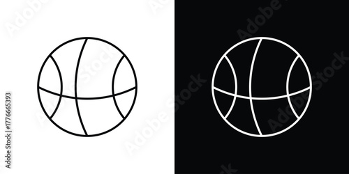 Basketball icon pixel perfect. Outline symbol. Simple linear drawing.