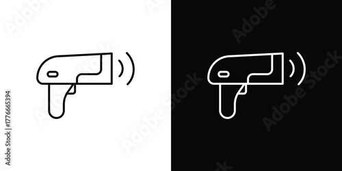 Barcode scanner icon pixel perfect. Outline symbol. Simple linear drawing.