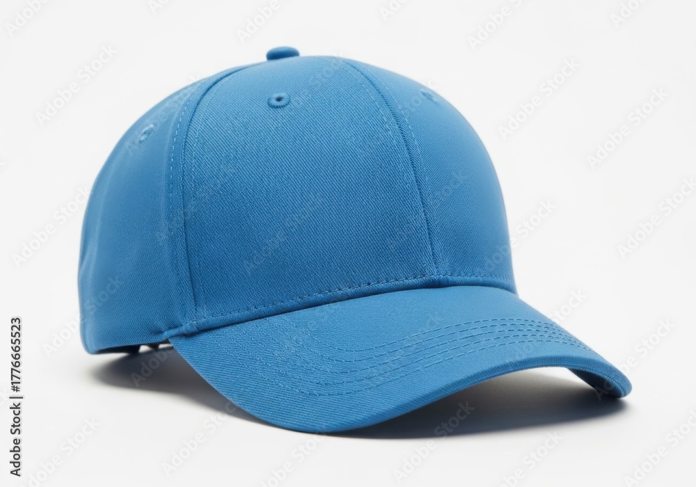 Fototapeta premium Simple blue baseball cap on a white background