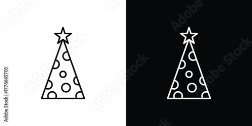 Birthday hat icon pixel perfect. Outline symbol. Simple linear drawing.