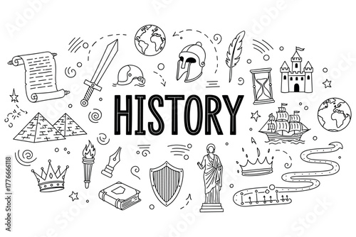 History doodles: artifacts, symbols, and icons of ancient civilizations