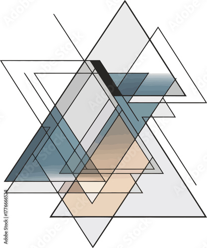 Abstract geometric composition of overlapping triangles