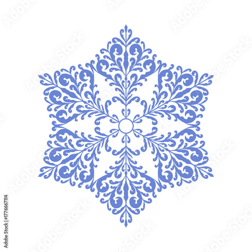 Abstract blue snowflake. Christmas winter elegant design element. Vector