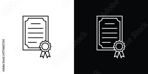 Certificate icon pixel perfect. Outline symbol. Simple linear drawing.