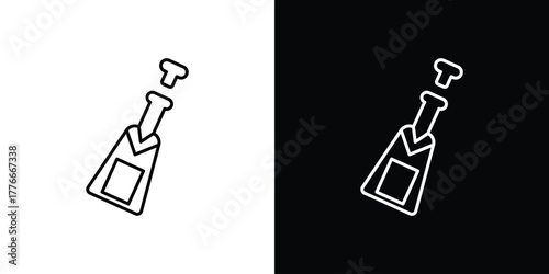 Champagne bottle icon pixel perfect. Outline symbol. Simple linear drawing.