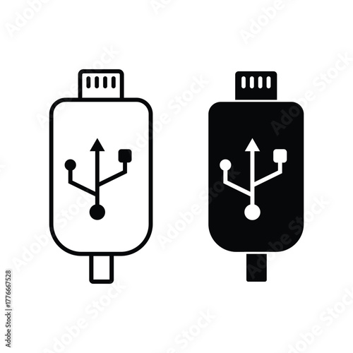 Usb drive icon filled outline style. flash disk, USB drive symbols, isolated on a white background.