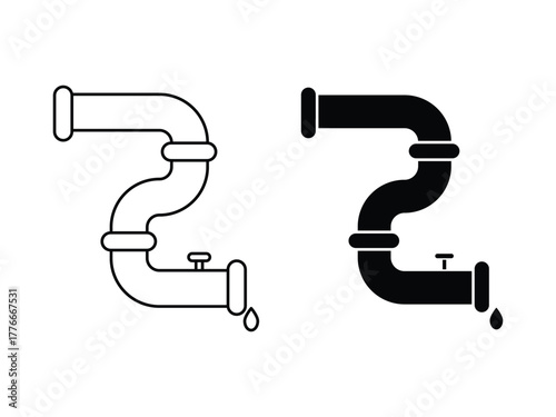 Plumbing pipe icon. Plumbing pipes icon black Thin line pack vector illustration.