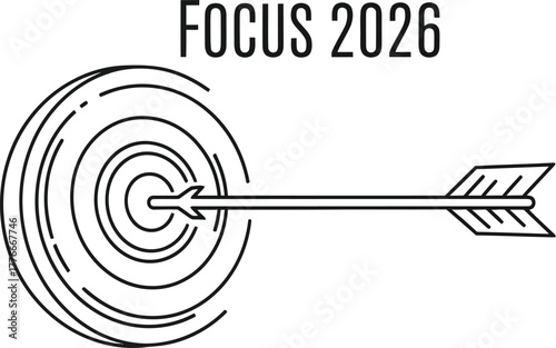Vector art of focus 2026 with arrow hitting target