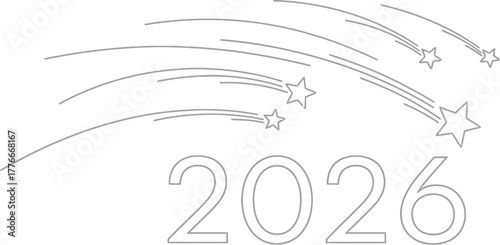 Vector art of shooting stars with the year 2026