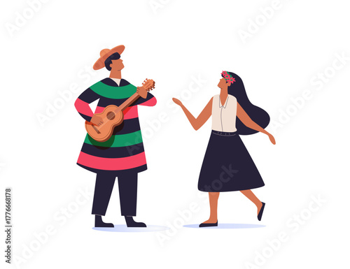 Mexican people on white background. Mexican traditional culture icon cartoon. Cinco de mayo banner. Traditional people