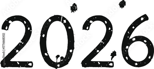 Vector art of 2026 year number with lights