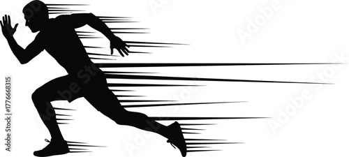 Vector art of running man silhouette with motion