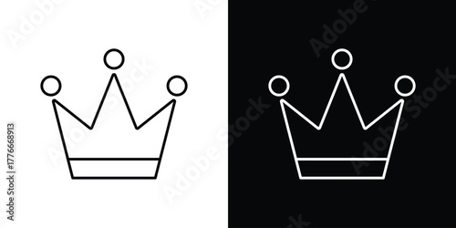 Crown icon pixel perfect. Outline symbol. Simple linear drawing.