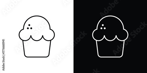 Cupcake icon pixel perfect. Outline symbol. Simple linear drawing.