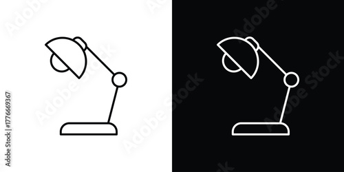 Desk lamp icon pixel perfect. Outline symbol. Simple linear drawing.