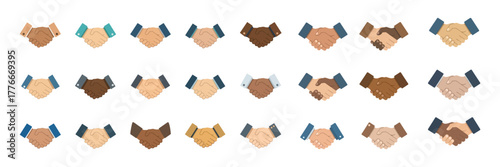 Diverse hands in handshake, symbolizing unity, collaboration, and global partnership in business and community on transparent background