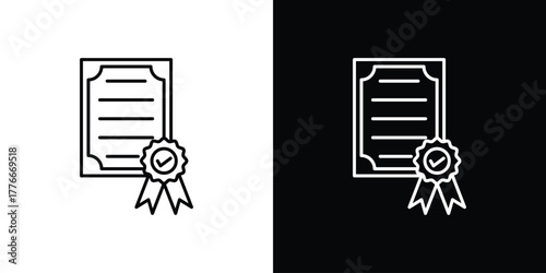 Diploma icon pixel perfect. Outline symbol. Simple linear drawing.