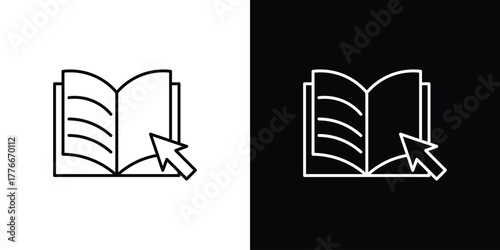 E-book icon pixel perfect. Outline symbol. Simple linear drawing.