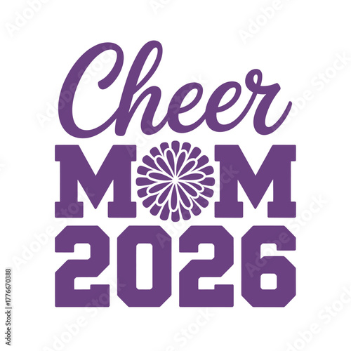 Cheer mom 2026 with pom pom graphic