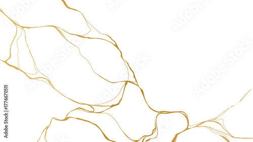 luxury marble texture pattern of Golden kintsugi crack. Vector horizontal backdrop poster background with intertwine graceful veins. gold broken seams
