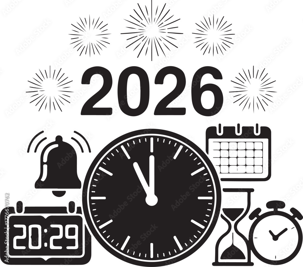 Fototapeta premium New Year 2026 Celebration Elements