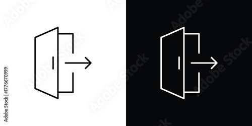Exit icon pixel perfect. Outline symbol. Simple linear drawing.