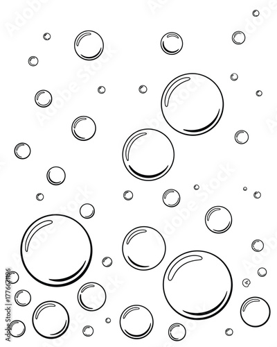Hand drawn sketch of bubbles floating upwards