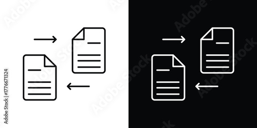 File transfer icon pixel perfect. Outline symbol. Simple linear drawing.