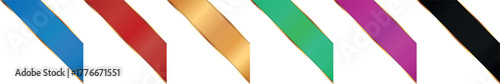 set of different colored corner ribbon banners