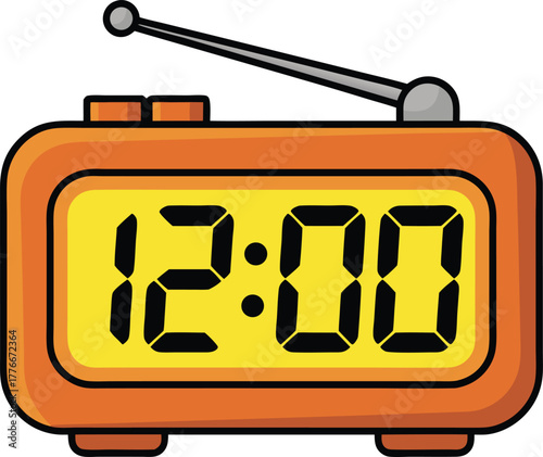 Retro Digital Alarm Clock Vector Illustration Icon