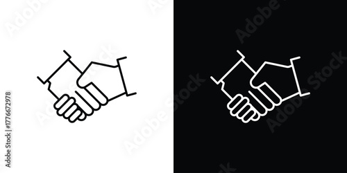 Handshake icon pixel perfect. Outline symbol. Simple linear drawing.