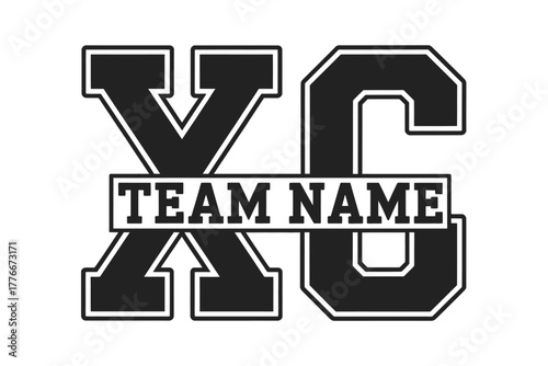 Cross country team name graphic with xc letters