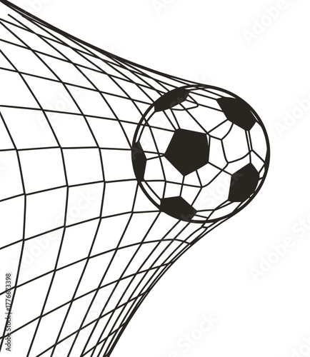 Soccer ball scoring a goal in the net