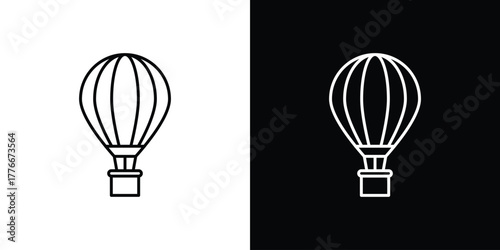Hot air balloon icon pixel perfect. Outline symbol. Simple linear drawing.