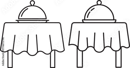 Two covered tables silhouette