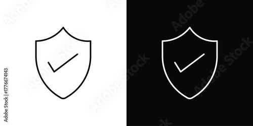 Insured icon pixel perfect. Outline symbol. Simple linear drawing.