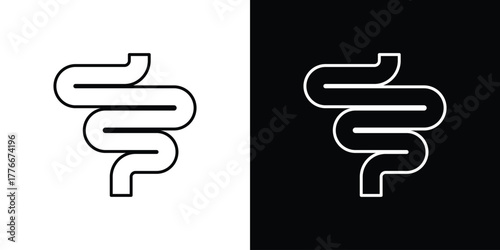 Intestines icon pixel perfect. Outline symbol. Simple linear drawing.