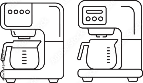 Two coffee maker silhouettes side by side