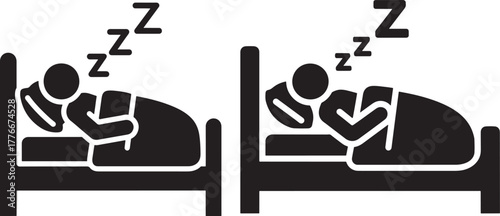 Two people sleeping in beds silhouette