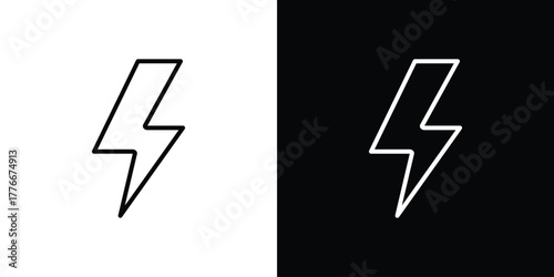 Lightning icon pixel perfect. Outline symbol. Simple linear drawing.