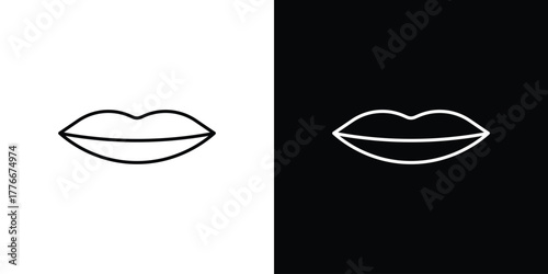 Lips icon pixel perfect. Outline symbol. Simple linear drawing.
