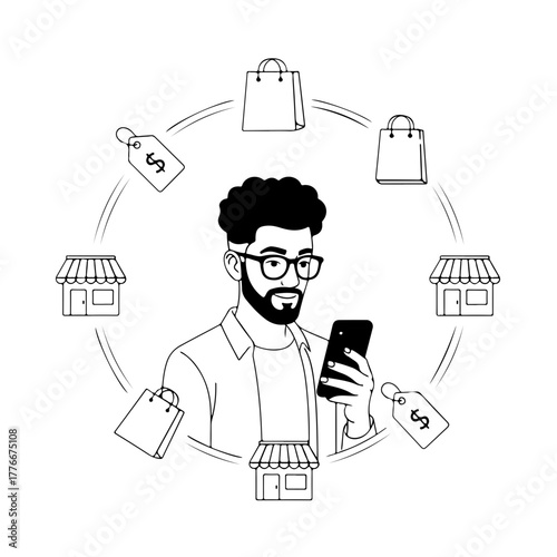 Online shopping offers with phone, customer finds best deals, store options