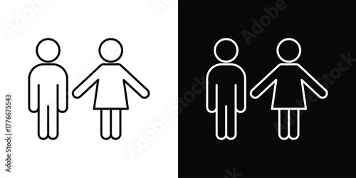 Man and woman icon pixel perfect. Outline symbol. Simple linear drawing.
