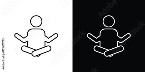 Meditation icon pixel perfect. Outline symbol. Simple linear drawing.